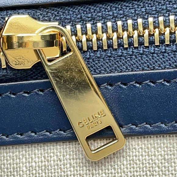 CELINE Canvas Leather Tote Bag Small Vertical Cabas 192082DL4 Shoulder - Picture 8 of 11